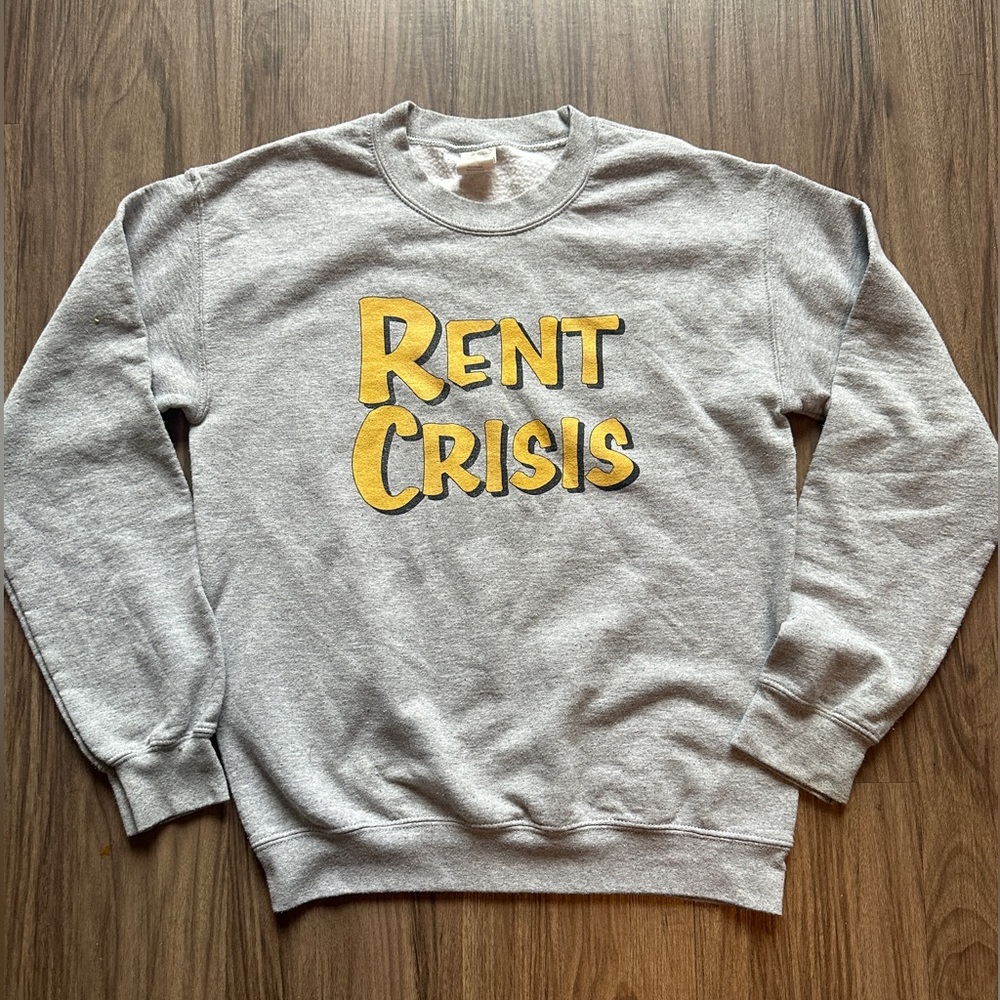 ‘RENT CRISIS’ Full House font sweatshirt by Hayley Elsaesser